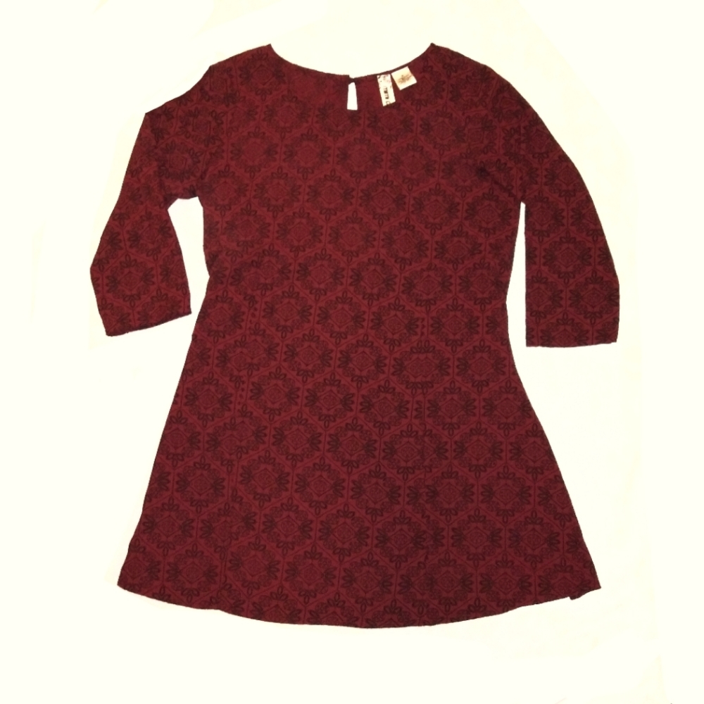 Mimi Chica Red & Black 3/4 Sleeve Boho Print Tunic